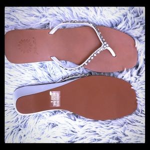 White Leather Thong Sandals